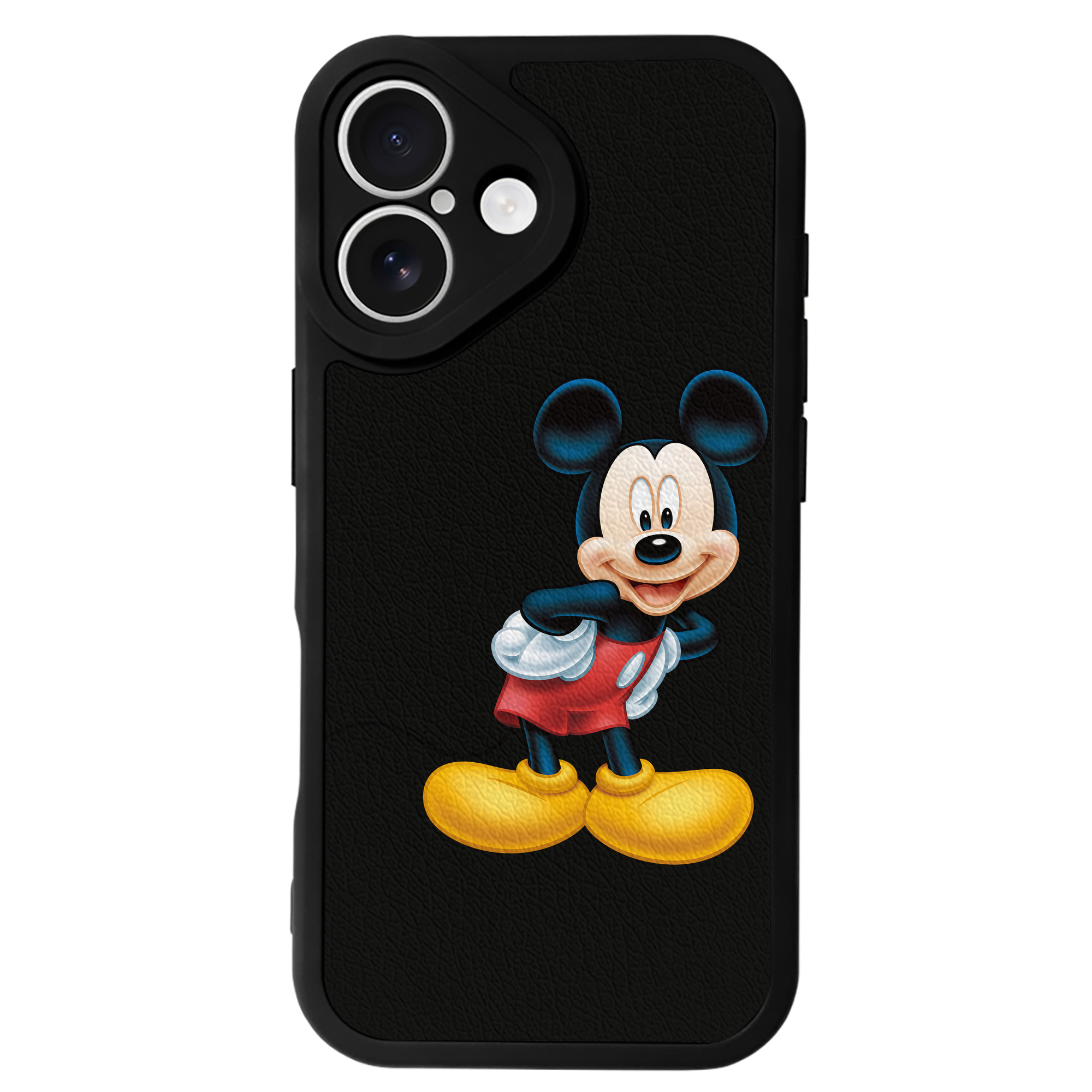 （画像用） ミッキーマウス Mickey Mouse 【iPhone 16シリーズ対応】シリコンスマホケース（レザー調） 材質：シリコン